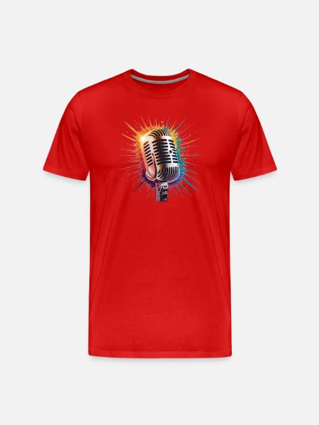 Microphone Art Print - Men's Premium Organic T-Shirt - red
