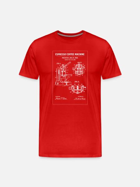 Espresso Machine Blueprint Sketch - Men's Premium Organic T-Shirt - red