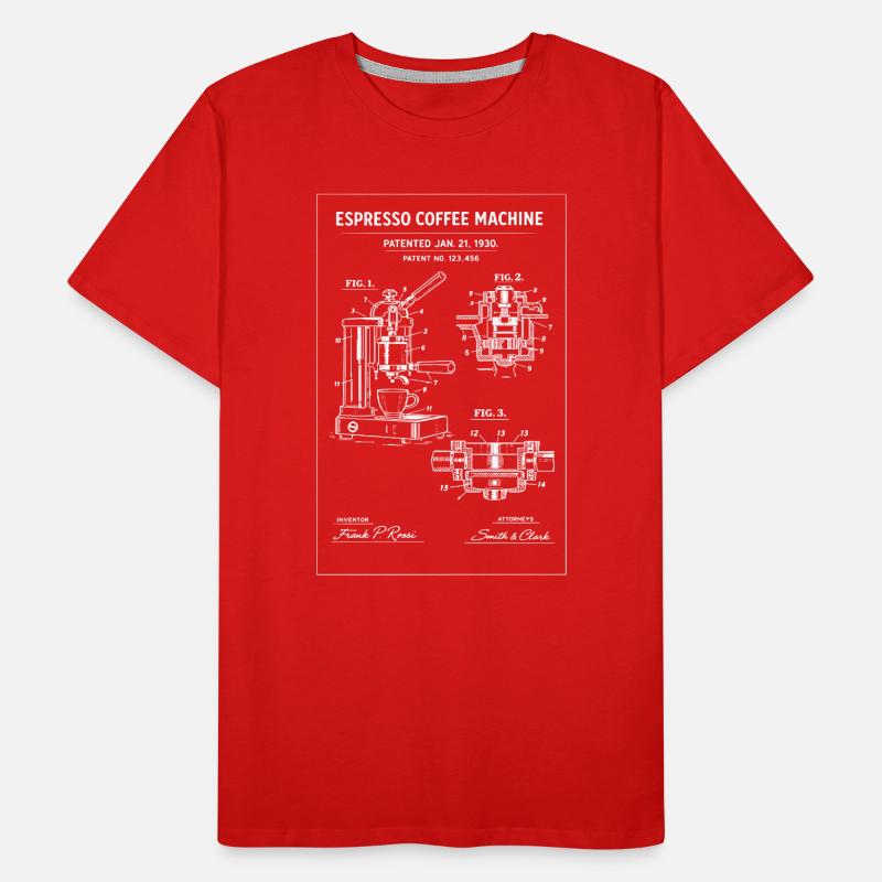 Espresso Machine Blueprint Sketch Men's Premium Organic T-Shirt