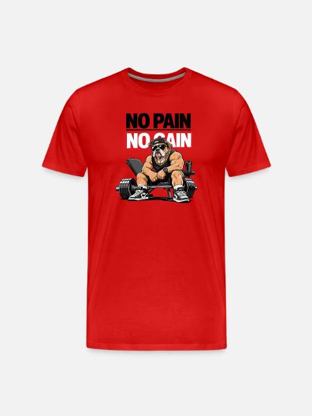 No Pain Bulldog Gym Power - Men's Premium Organic T-Shirt - red