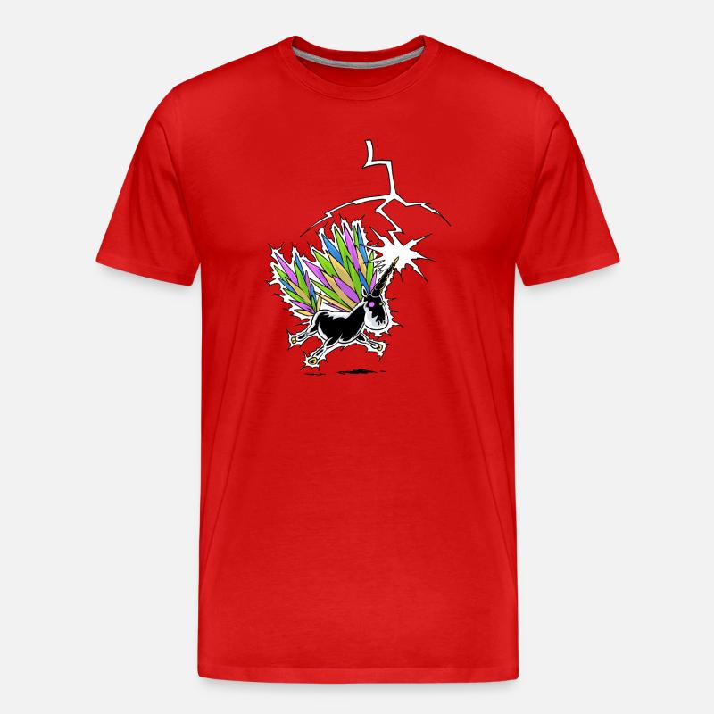 Einhorn-Blitzableiter - Männer Premium Bio T-Shirt - Rot