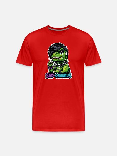 Emo Dinosaur, Sad Dino, Emotional - Men's Premium Organic T-Shirt - red