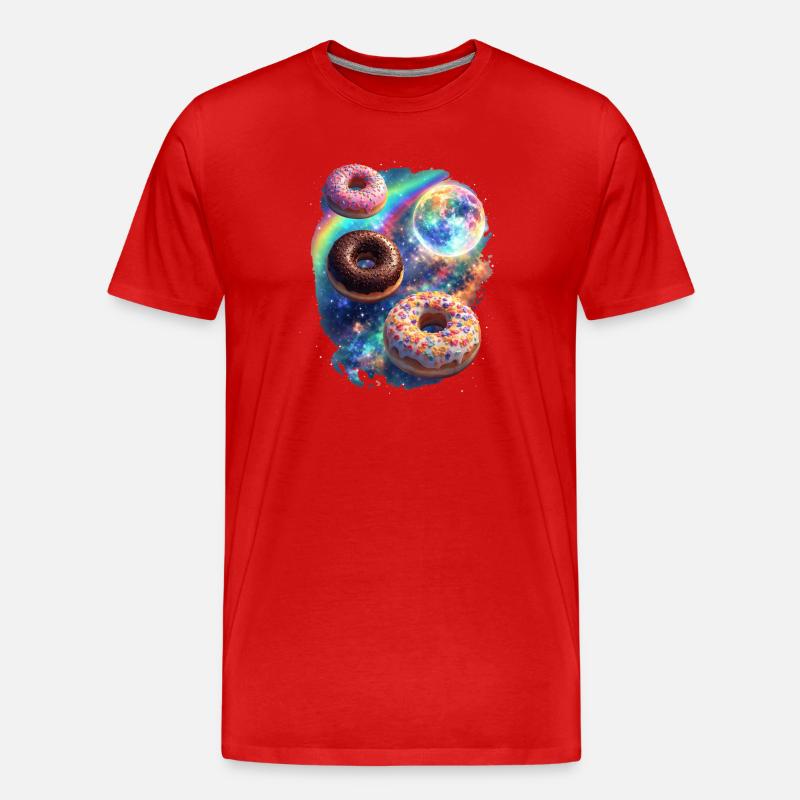 Kosmische Donuts im Farbrausch - Männer Premium Bio T-Shirt - Rot