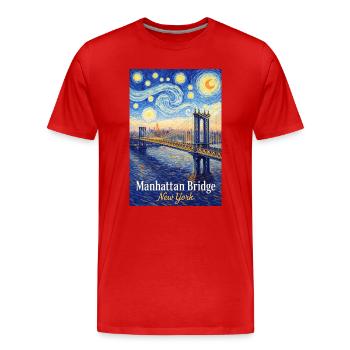 Le pont de Manhattan dans le style tourbillon d’étoiles - T-shirt bio Premium Homme - rouge - Devant - Damien (186cm)