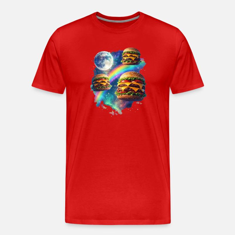 Galaktische Burger-Explosion - Männer Premium Bio T-Shirt - Rot