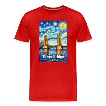 Tourbillon d’étoiles de Londres Tower Bridge - T-shirt bio Premium Homme - rouge - Devant - Damien (186cm)