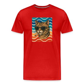 Katzensommer Sonnenbrille Zigarette - Männer Premium Bio T-Shirt - Rot - Vorne - Damien (186cm)