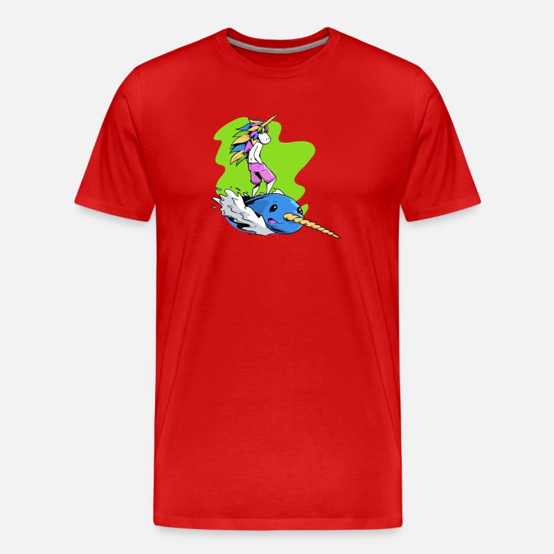 Surfer-Einhorn - Männer Premium Bio T-Shirt - Rot
