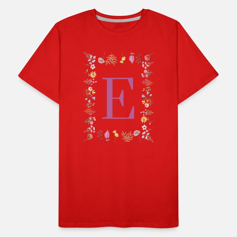 Monogramme E avec des fleurs de printemps T-shirt bio Premium Homme