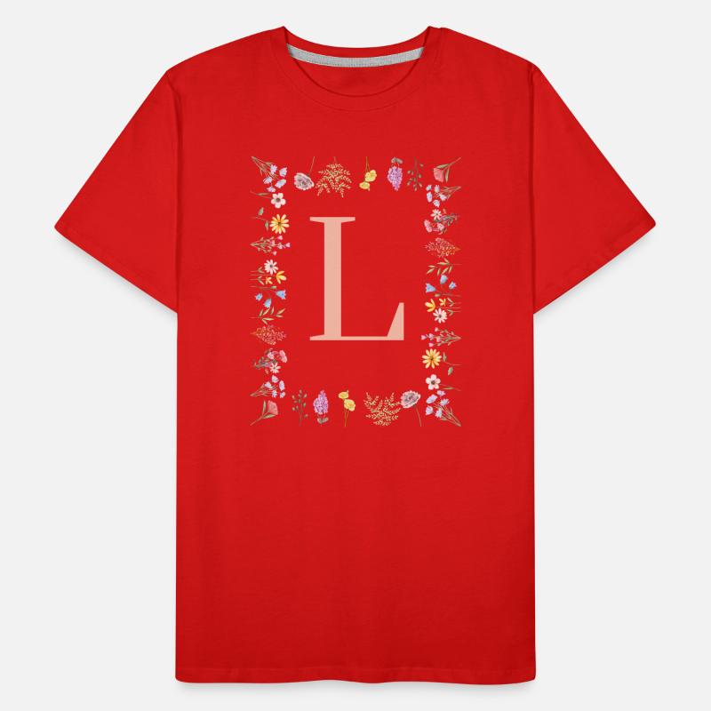 Initiales florales « L », lettres monogrammes T-shirt bio Premium Homme