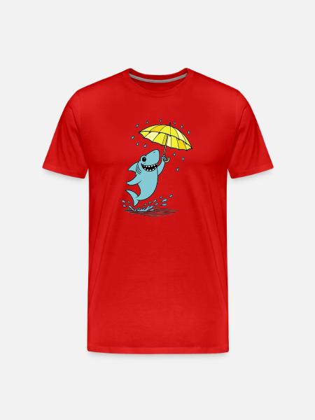 Schirmhai im Regen - Männer Premium Bio T-Shirt - Rot