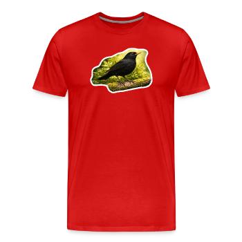 Blackbird on moss-covered branch - nature photo look - Men's Premium Organic T-Shirt - red - Front - Damien (186cm)