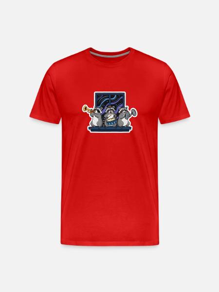 Raccoon Band at the Window - Men's Premium Organic T-Shirt - red