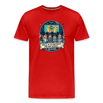 Horror Kino Schock Popcorn Humor - Männer Premium Bio T-Shirt - Rot - Vorne - Damien (186cm)
