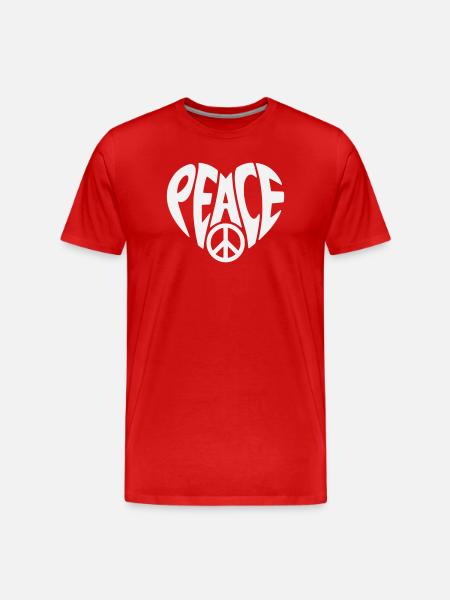 Peace heart design with peace sign - Men's Premium Organic T-Shirt - red