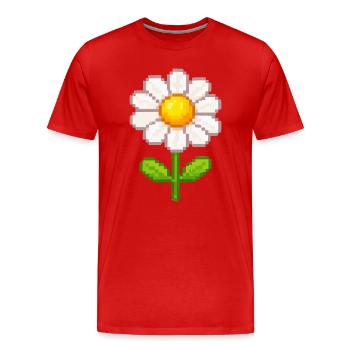 Illustration de fleurs de marguerite pixelisées - T-shirt bio Premium Homme - rouge - Devant - Damien (186cm)