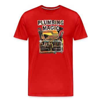 Plombier Rétro Vintage - T-shirt bio Premium Homme - rouge - Devant - Damien (186cm)