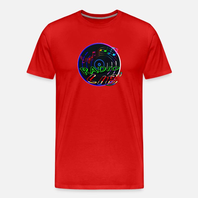 Neon Radio Lib Vinyl - Männer Premium Bio T-Shirt - Rot