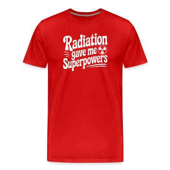 Strahlung hat mir Superkräfte gegeben - Männer Premium Bio T-Shirt - Rot - Vorne - Damien (186cm)