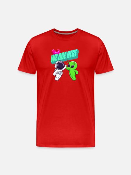 We Are Here - Série animée Alien - T-shirt bio Premium Homme - rouge