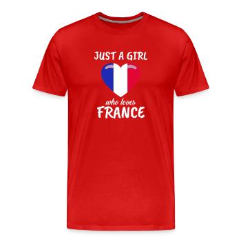 Just a Girl Loves France  - Men's Premium Organic T-Shirt - red - Front - Damien (186cm)