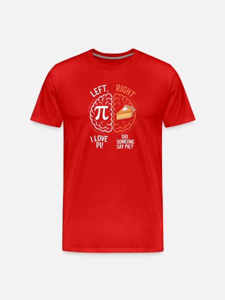 Pi vs Pie: Left Right Brain - Men's Premium Organic T-Shirt - red