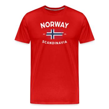 Norway Scandinavia Collegestyle Norwegen Flagge  - Männer Premium Bio T-Shirt - Rot - Vorne - Damien (186cm)