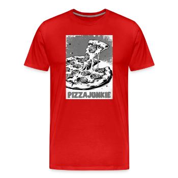 Pizzajunkie Slice Graphic - Männer Premium Bio T-Shirt - Rot - Vorne - Damien (186cm)
