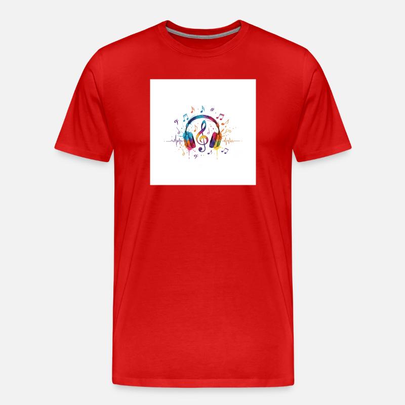 Bunte Kopfhörer Musikdesign - Männer Premium Bio T-Shirt - Rot
