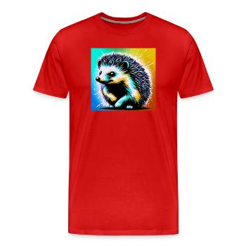 Igel - Männer Premium Bio T-Shirt - Rot - Vorne - Damien (186cm)