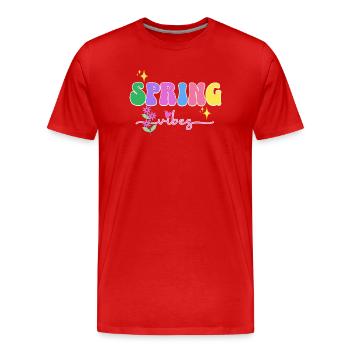 Ambiances printanières : Fleurs colorées, Printemps - T-shirt bio Premium Homme - rouge - Devant - Damien (186cm)