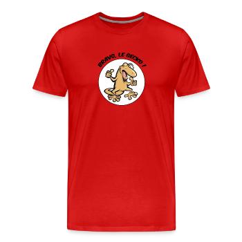 Bravo, le gecko ! - T-shirt bio Premium Homme - rouge - Devant - Damien (186cm)