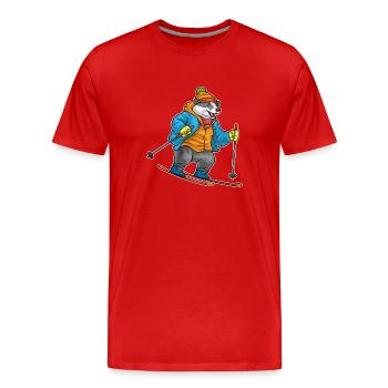 Dachs Skifahrer Ski Wintersport - Männer Premium Bio T-Shirt - Rot - Vorne - Damien (186cm)