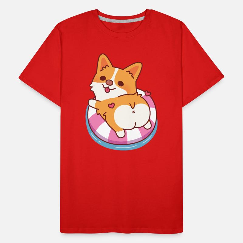 Süßer Corgi entspannt im Pool-Float-Sommer Männer Premium Bio T-Shirt