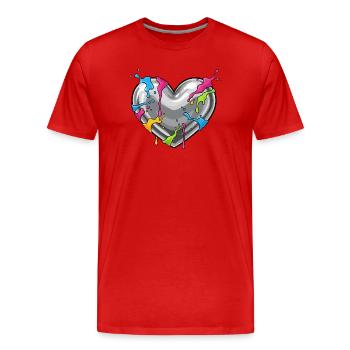 Metal heart with color shower - Men's Premium Organic T-Shirt - red - Front - Damien (186cm)