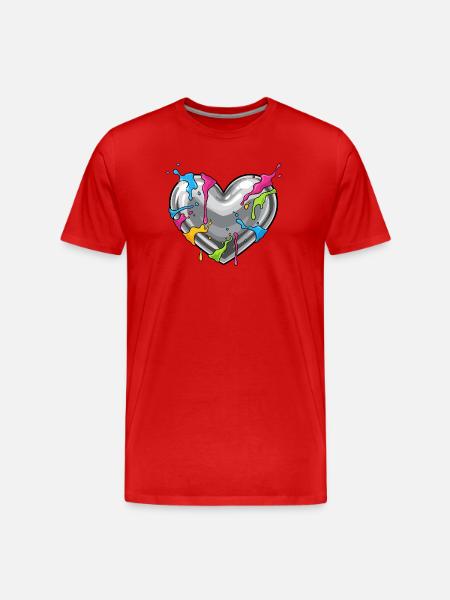 Metallherz mit Farbenschauer - Männer Premium Bio T-Shirt - Rot