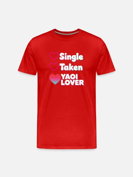 Yaoi Lover: Single Taken Hearts - Men's Premium Organic T-Shirt - red