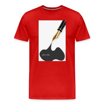 Let it flow Poster Fountain Pen Ink Minimal Art - Men's Premium Organic T-Shirt - red - Front - Damien (186cm)