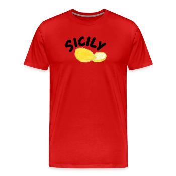 Illustration des citrons de Sicile - Sicile - T-shirt bio Premium Homme - rouge - Devant - Damien (186cm)