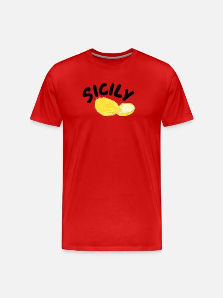 Sicily Lemons Illustration - Sicily - Men's Premium Organic T-Shirt - red