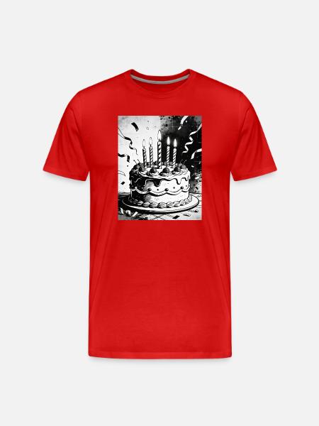 Monochrome Birthday Cake Candles - Men's Premium Organic T-Shirt - red