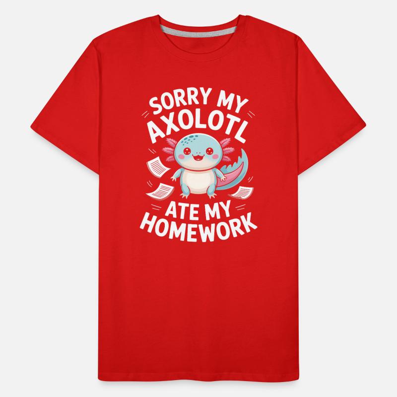Axolotl a mangé mes devoirs T-shirt bio Premium Homme