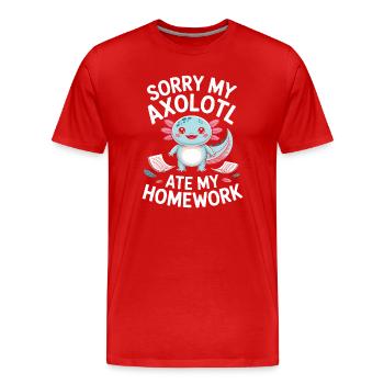 Axolotl Homework Excuse - Men's Premium Organic T-Shirt - red - Front - Damien (186cm)