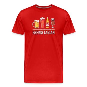 Béergetarienne, bière et satire - T-shirt bio Premium Homme - rouge - Devant - Damien (186cm)