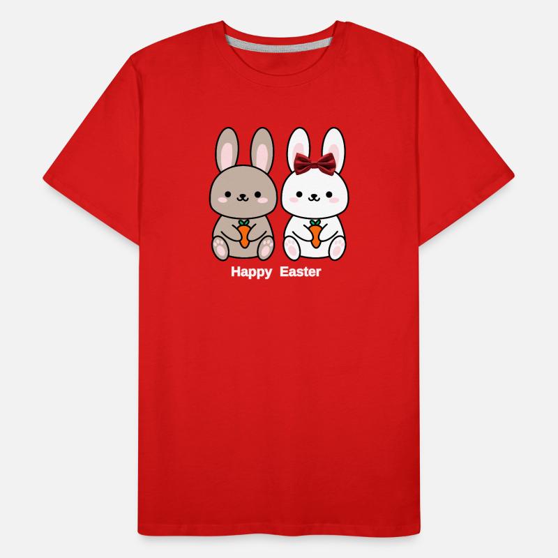Joyeuse Pâques Chemise de Couple de lapins mignons T-shirt bio Premium Homme