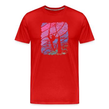 Tissu vertical Acrobaties aériennes vintage Soie aérienne - T-shirt bio Premium Homme - rouge - Devant - Damien (186cm)