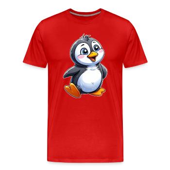 Kuschelpinguin Charme - Männer Premium Bio T-Shirt - Rot - Vorne - Damien (186cm)
