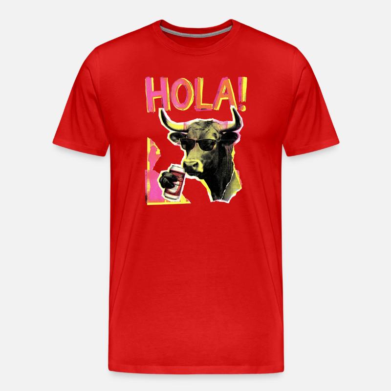 Hallo Kuh Bier Rindvieh - Männer Premium Bio T-Shirt - Rot