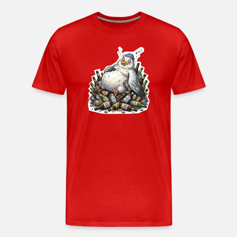 Betrunkene Möwe Bier - Männer Premium Bio T-Shirt - Rot