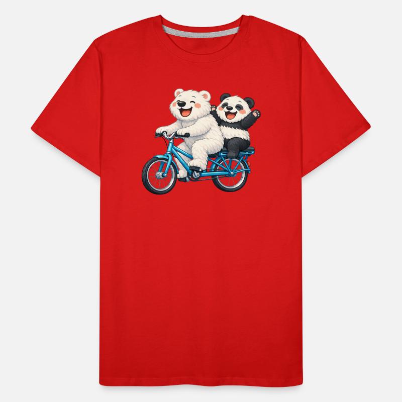 Two teddy bears on a bicycle Men's Premium Organic T-Shirt
